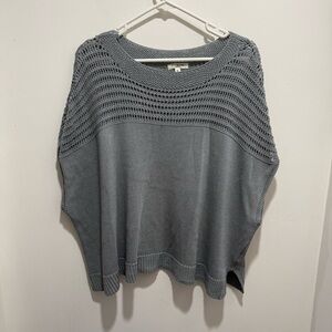 Max Studio Open Weave Dolman Sweater S/S Gray Size XL